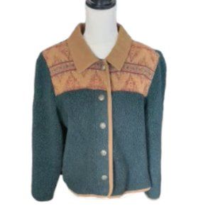 Roughrider Green with Southwest Design in Tan with Long Sleeves Size Medium